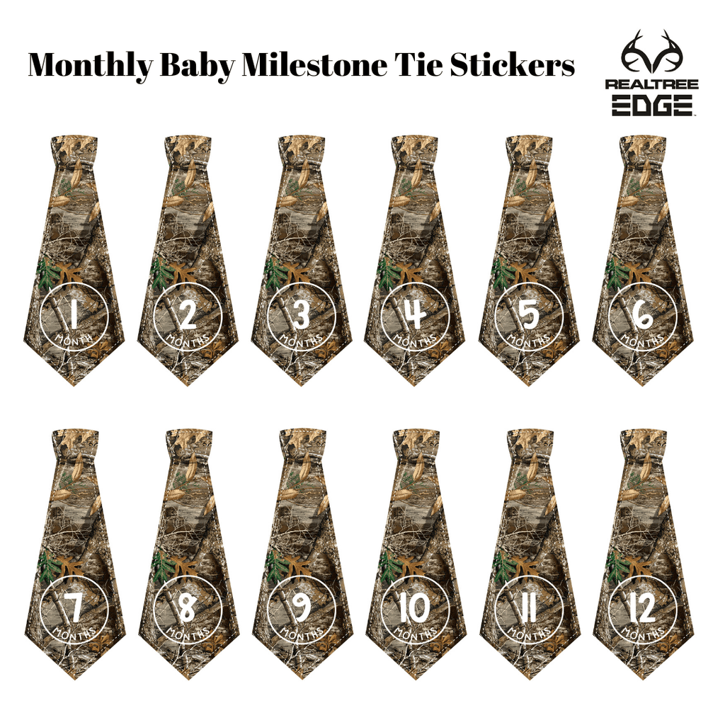 Tasty Tie® Newborn Boy Monthly Milestone Tie Stickers - Realtree Camo - Tasty Tie